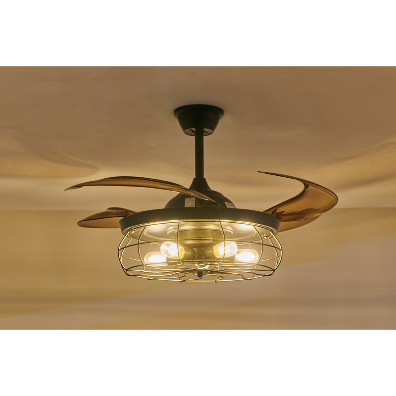 48-Inch Modern Black Ceiling Fan With Light And Remote Control (Bulb Not Included)