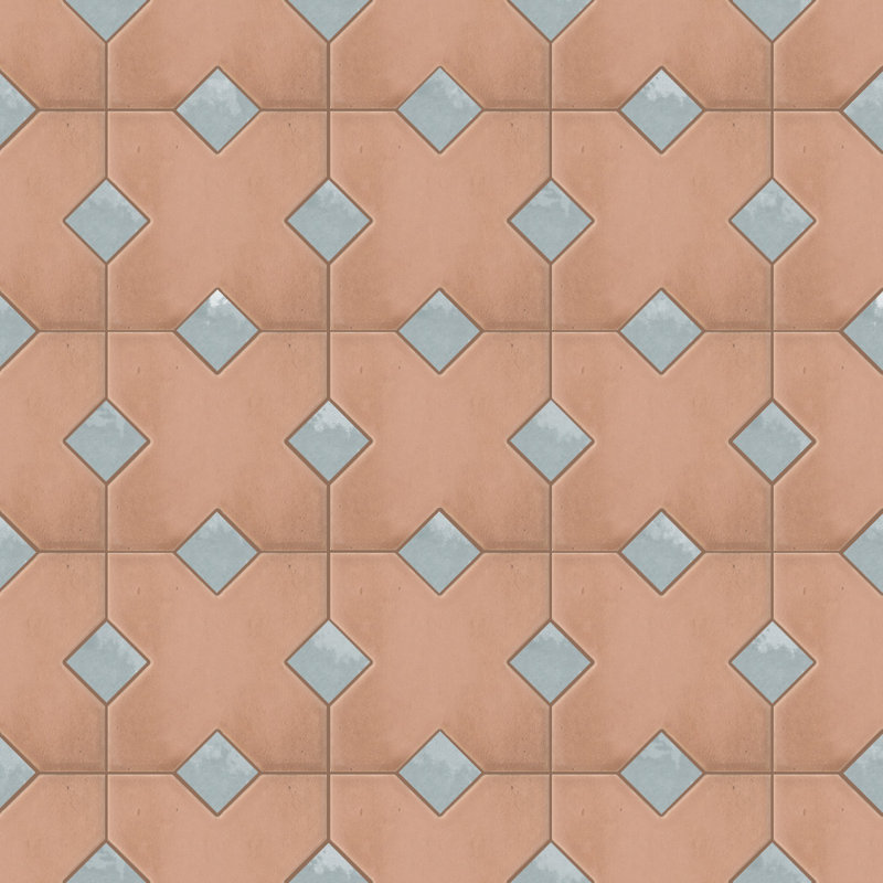Carreau en porcelaine Cross and Dot, Terre cuite / bleu clair