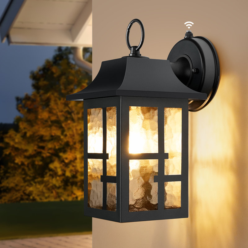 Dusk To Dawn Outdoor Wall Light, Waterproof Porch Sconce With Water Ripple Glass, Rust-resistant Exterior Lantern For House Or Garage (1-pack)