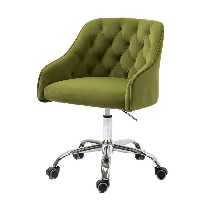 Modern Height Adjustable Swivel Task Chair For Home Office, Silver, Sage Green