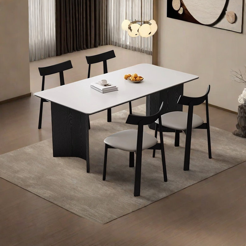 Ensemble de table de salle à manger en bois massif de couleur crème, H 29,52 po x L 86,61 po x l 39,37 po