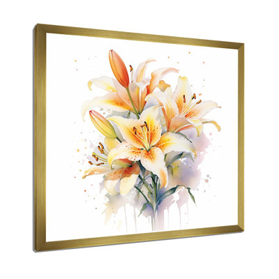 «White and Yellow Elegant Lily P pureté» sur toile imprimée