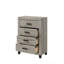 Ensemble de chambre à coucher 5 pièces à finition gris clair (grand lit, commode, commode, table de chevet, miroir)