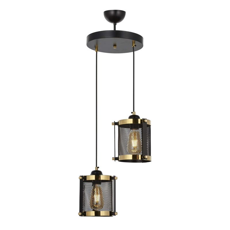 Luminaire suspendu cylindrique à 2 lumières