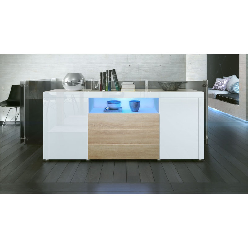 Aarib 167cm Sideboard, White (glossy)/Burgundy (glossy), Yes
