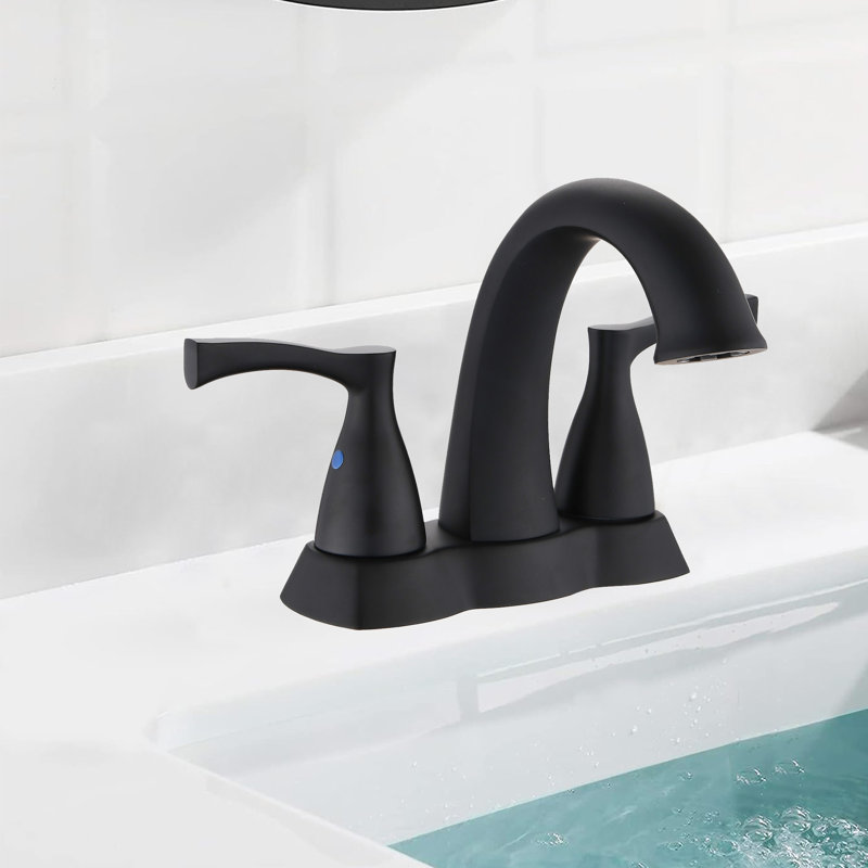 Centerset 2-handle Bathroom Faucet with Drain Assembly, Matte Black