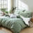 Ensemble de housse de couette 100% coton délavé 3 pièces vert-64215083