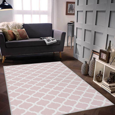 Tapis antibactérien 100% polyester 5,9 x 9,2 pi Luxurious Pois en feutre antidérapant en PVC, d'une hauteur de poils de 0,3 po | Lavable à la machine, impression numérique 3D, parfaite pour le décor du salon et de la chambre à coucher