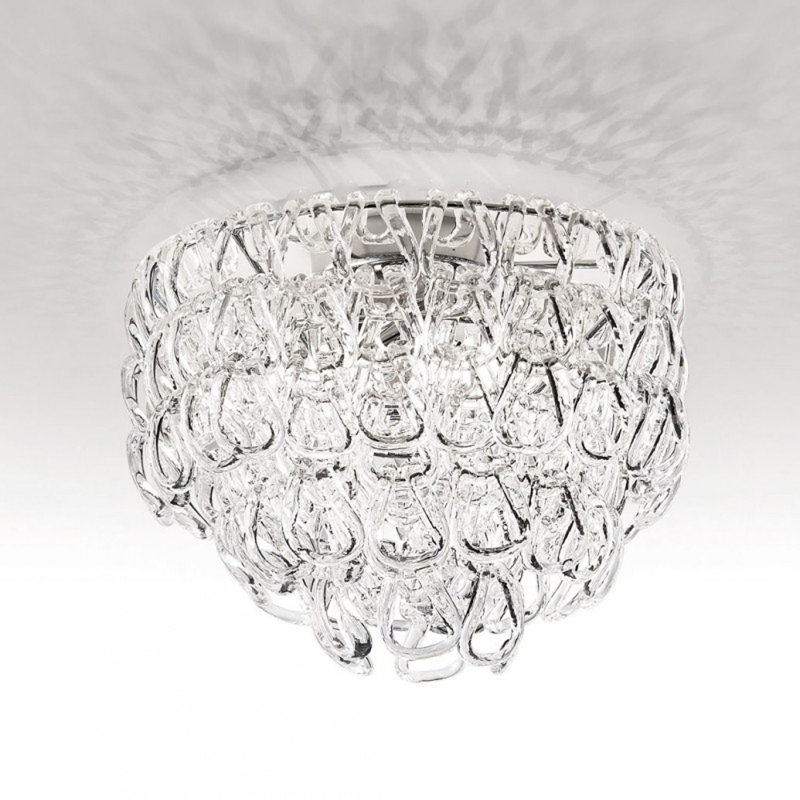 Lustre à 5 lumières Murana, Fumée, 38" Diameter x 32" Height, Laiton poli
