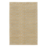 Rug & Kilim’S Block Print Rug With Gold And Blue Dense Floral Pattern