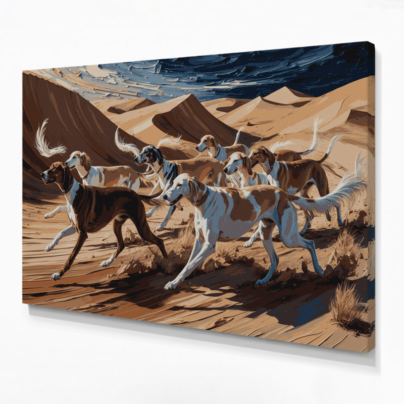 Chiens, art mural brun sur toile, H 11 po x l 14 po