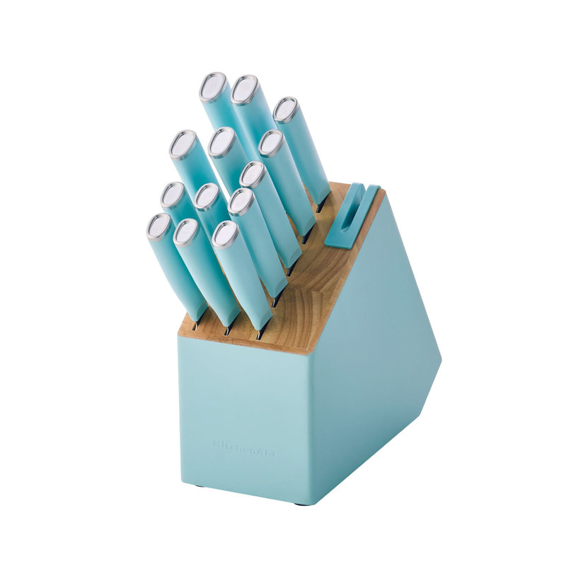 Kitchenaid Classic Two Tone Slim Block, 14 Piece, Blue