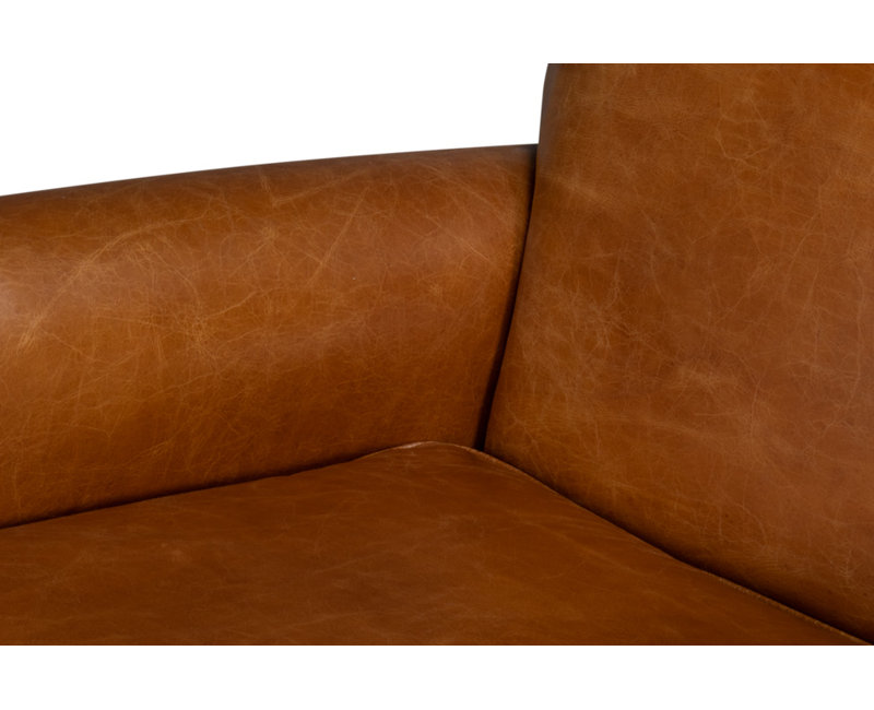 Elite Swivel Armchair, Brown Genuine Leather