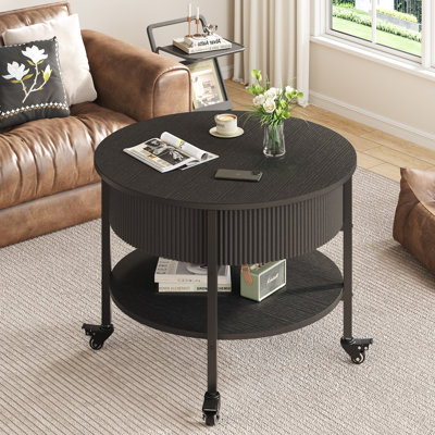 Table basse ronde avec roulettes