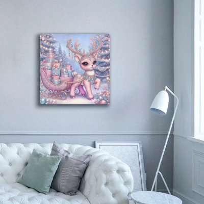  'Pink Raindeer' by Rey Klimt Canvas Wall Art, 37" x 37"