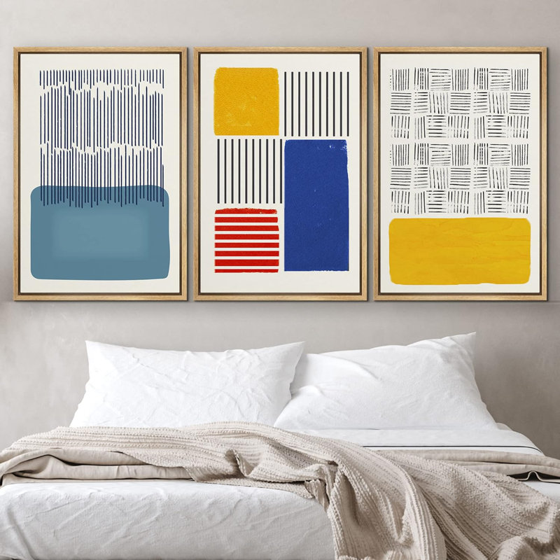 Abstrait, blocs de couleurs vibrantes, blocs de couleur Mid-Century, collage, rayures, formes abstraites, illustrations, œuvre de Boho minimaliste