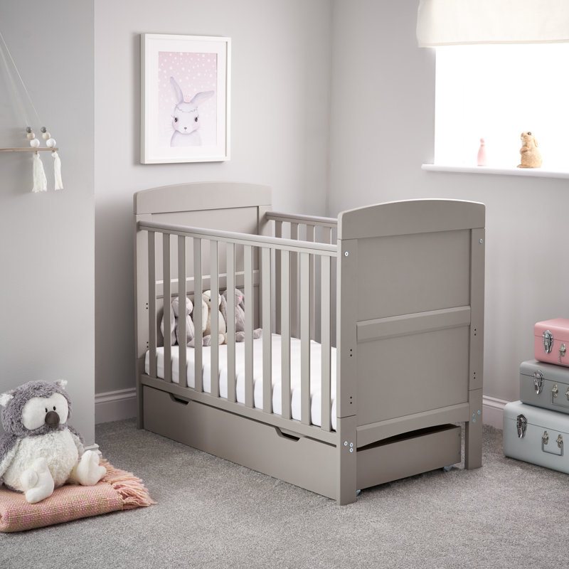 Grace Mini Cot Bed & Underdrawer, Warm Grey