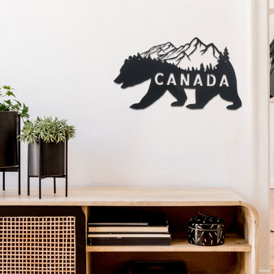 Décoration murale métal noir ours du Canada