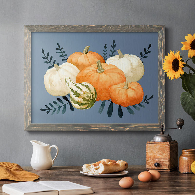 " Autumn Orange & Blues I ", Gray, 26" H x 38" W