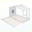 Lit simple simple avec lit gigogne simple et tablettes de rangement latérales, blanc