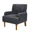 Upholstered Corduroy Armchair With Vertical Stripes And Wooden Legs