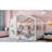 White, Twin Floor House Bed, , - Inspired Roof, Play And Sleep, Built In Storage Shelf, Construction Bed For , With Playhouse Shelf Books , Stable Frame-1663371662-1663371660