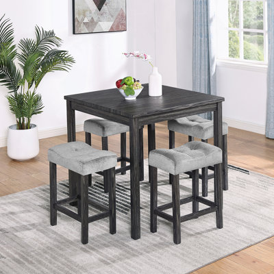 Industrial Style 5 Piece Dining Table And Chairs Set, Ideal For Living Room, Dining Room And Game Room, Space - Saving And Comfortable
