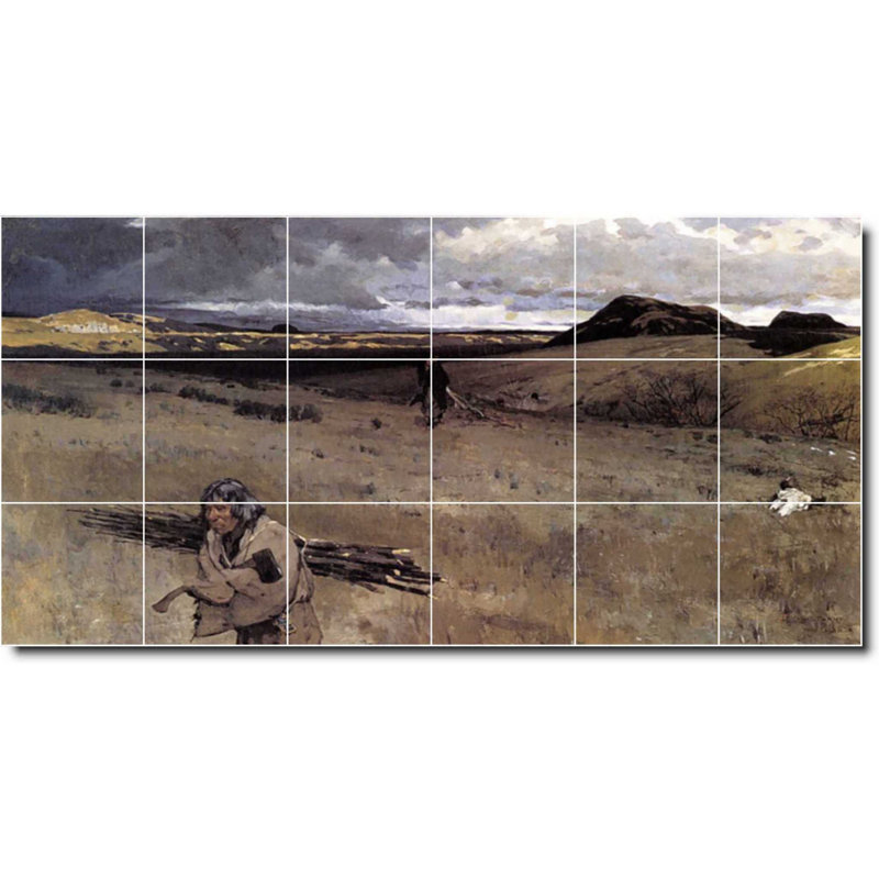 Carreau de céramique décorative 48 po x 24 po 8 po x 8 po, Amérindien 03268