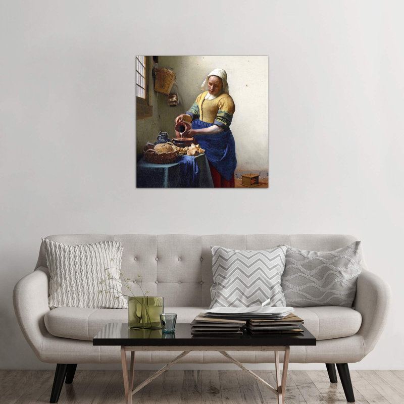 The Milkmaid by Johannes Vermeer - Painting on Canvas, 30.48 cm H x 30.48 cm W, No Frame