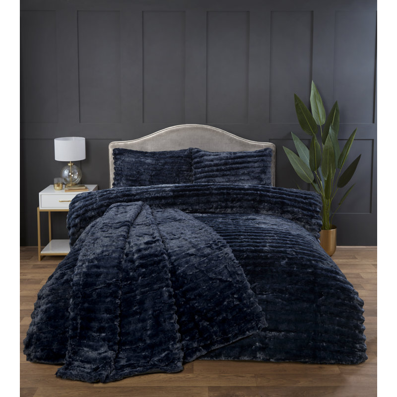 Aliyas Chunky Ribbed Duvet Set, Vanilla, Double Duvet Cover Set