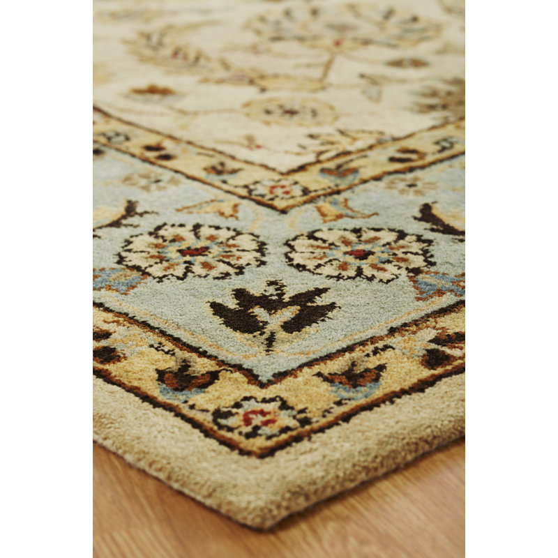Wool Oriental Area Rug in Beige, Rectangle 9'6" x 13'6"