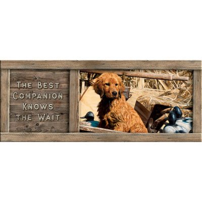 Commandant des chiots, 30 x 76 cm, Panneau : Le meilleur compagnon sait attendre
