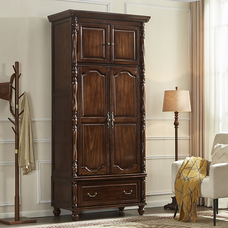 American retro solid wood two-door wardrobe