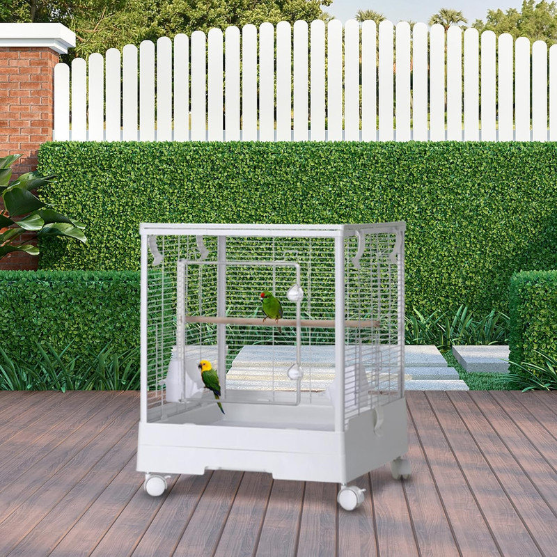 Petite cage à oiseaux sur roulettes, cage à perroquet de 40 pouces avec support supérieur, porte-oiseaux 3 en 1