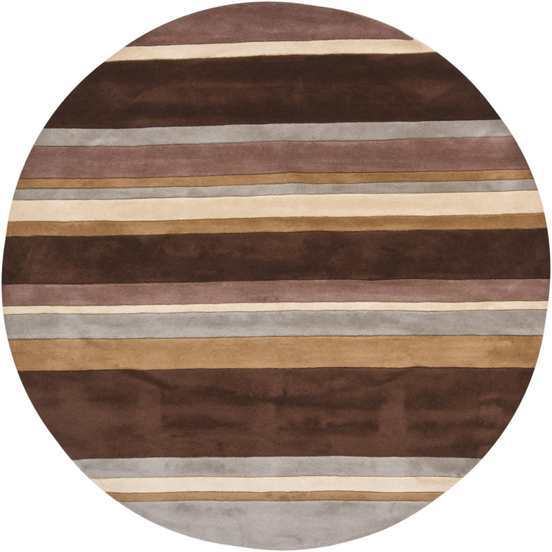 Ates Wool Striped Indoor Rug, Round 7'9"