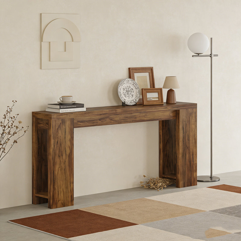 Farmhouse Wood Sofa Table Entryway Table, Rustic Brown