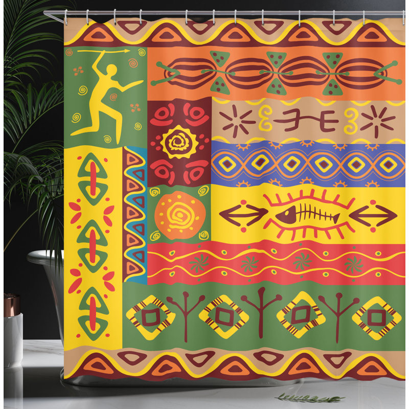 Rideau de douche ethnique tribal Mclean, 70" H x 108" W