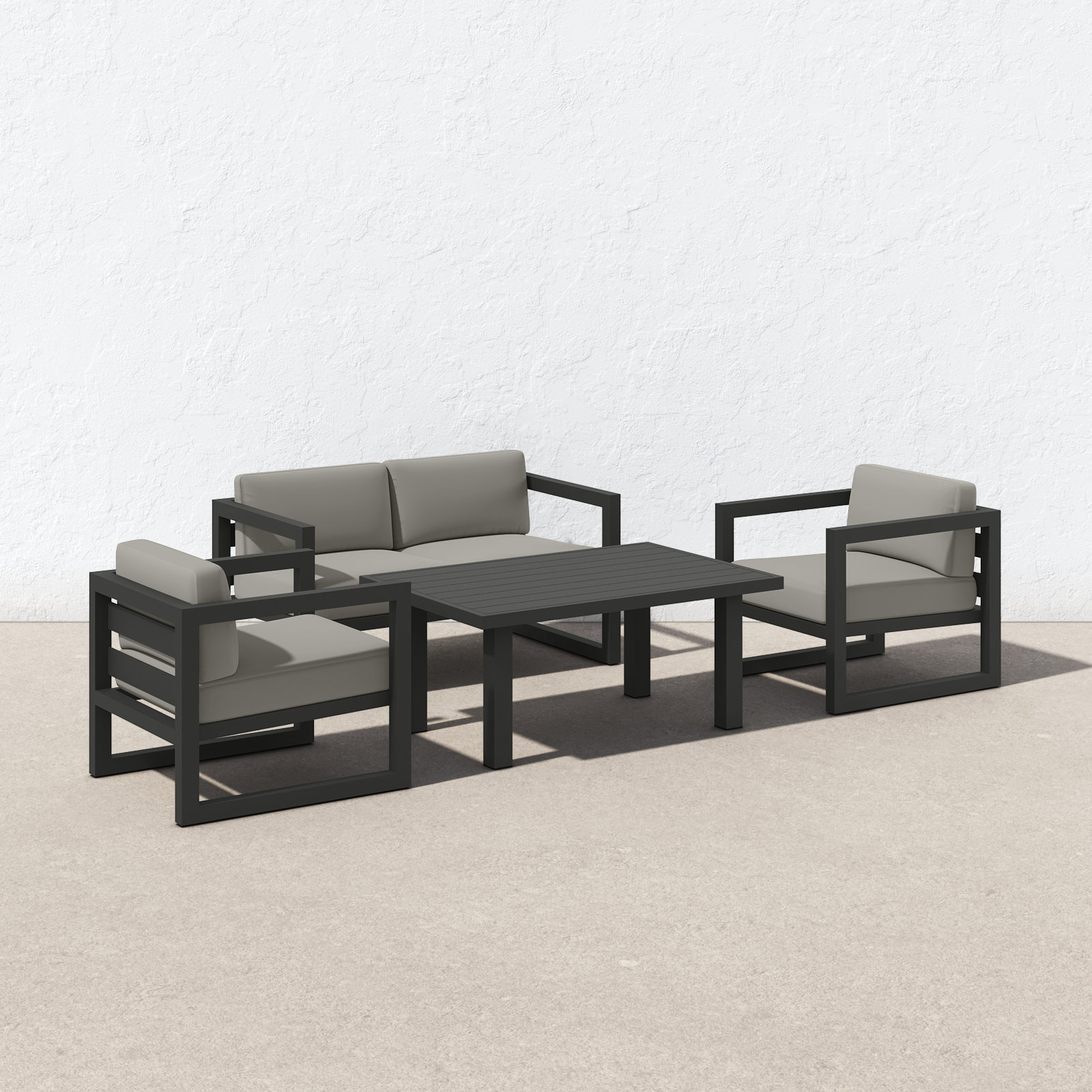 Smith 4-Person Patio Seating Group, Canvas Charcoal, Slate, 25" H x 54" W x 25.5" D 