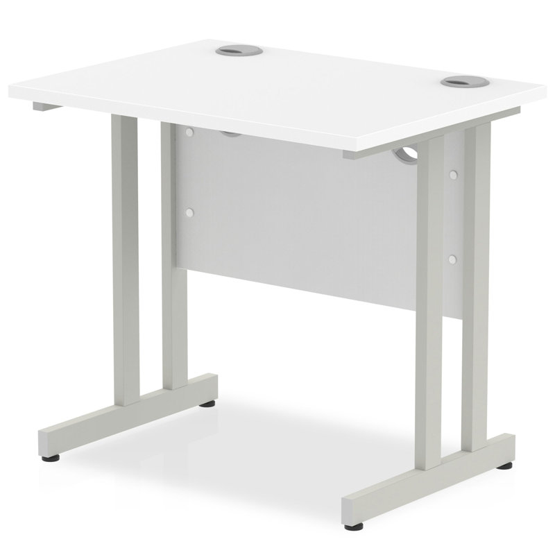 Ladajah Metal Base Computer Desk, 73cm H x 80cm W x 60cm D, White, Silver