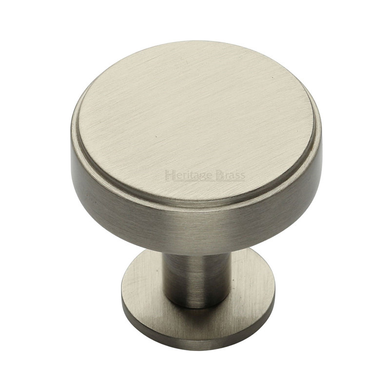 Heritage Brass Cabinet Knob Stepped Disc Design with Rose, 3.8cm