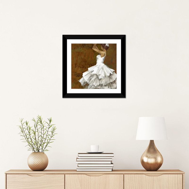 «La Dance II», impression sur toile, H 24 po x l 24 po x P 1 po, Papier d'art encadré noir, Blanc