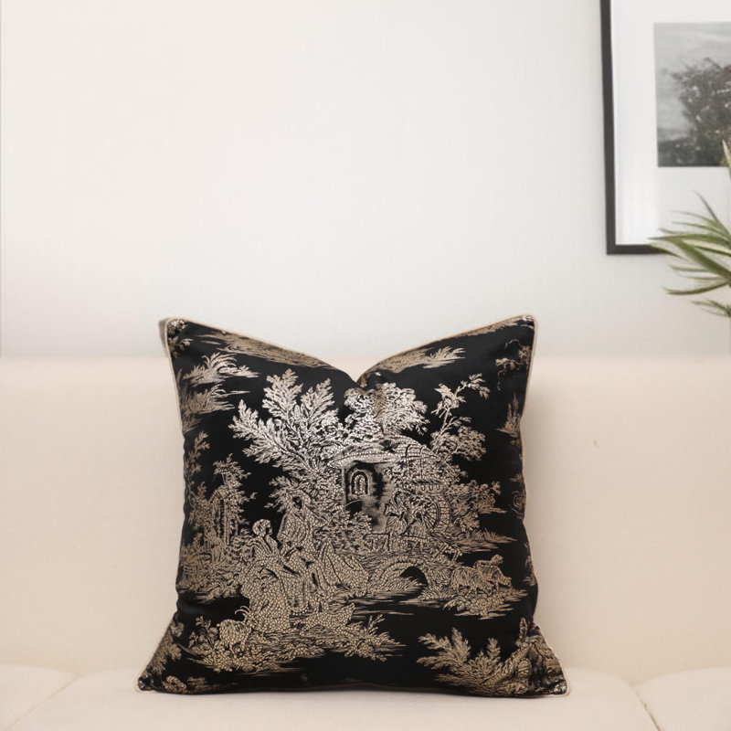 Housse de coussin en velours, Noir, noir, noir, noir