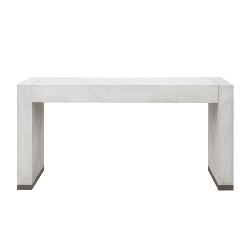 Gray Raffia Writing Desk with Keyboard Tray and Drawer