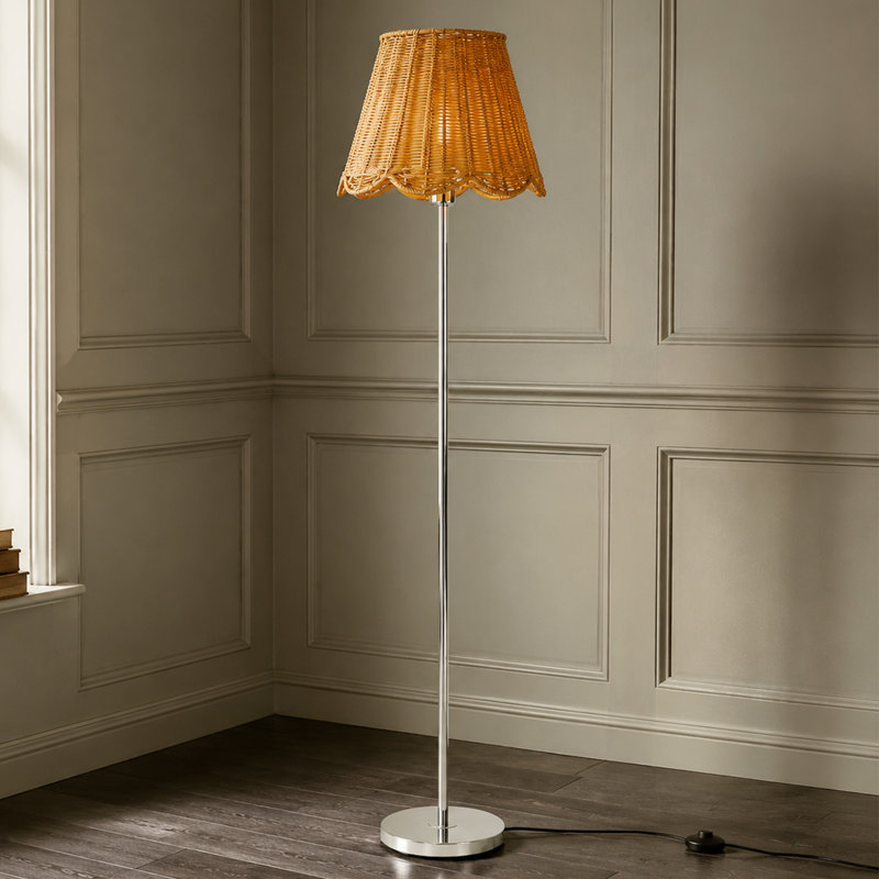 Lampe sur pied en rotin 61 po