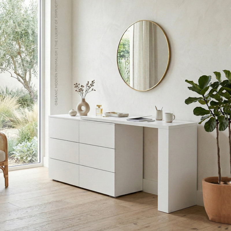 Commode 6 tiroirs avec bureau extensible