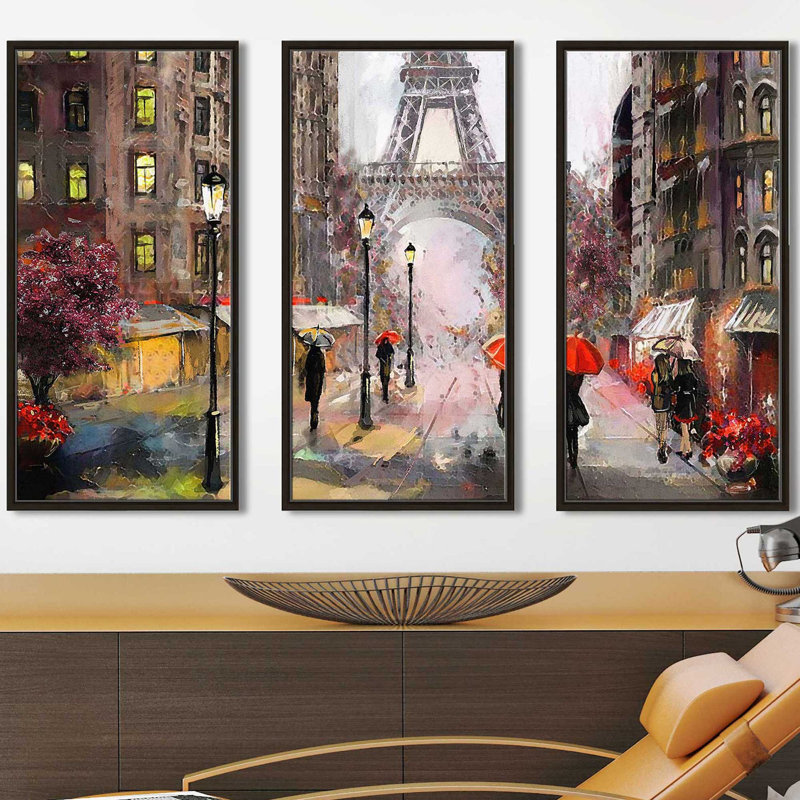 « Paris », ensemble de 3 reproductions d’art sur toile, H 41,5 po x l 64,5 po x P 2 po