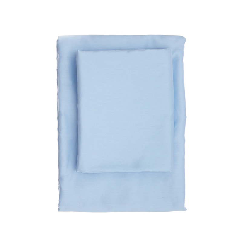 Luxurious 100% Cotton Satin Fitted Sheet, Blue, 35.4 x 78.7 + 7.9 inches | 210 Thread Count, Soft & Breathable | Machine Washable at 86°F | Perfect for a Cozy Sleep Experience, Premium Quality Bedding