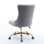 Chaise de bureau en velours gris avec base en métal doré, fonction pivotante réglable, conception à boutons, boutons tirés à la main, garniture cloutée décorative, coussin élastique triple de style moderne, velours, pivotant,-79729572