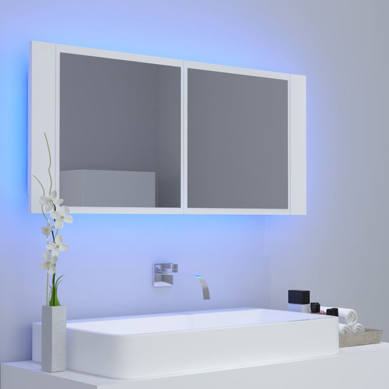 Engineered Wood Flat Wall Mirror, White, 17.72" x 39.3"