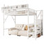 Lit mezzanine simple en métal avec rangement pour escalier intégré et garde-robe-574401203